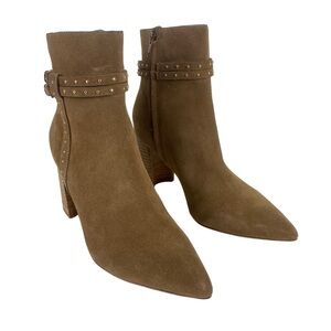 PAIGE Celia Ankle Boots Booties Women’s Size 6 Tan Cognac Suede Leather